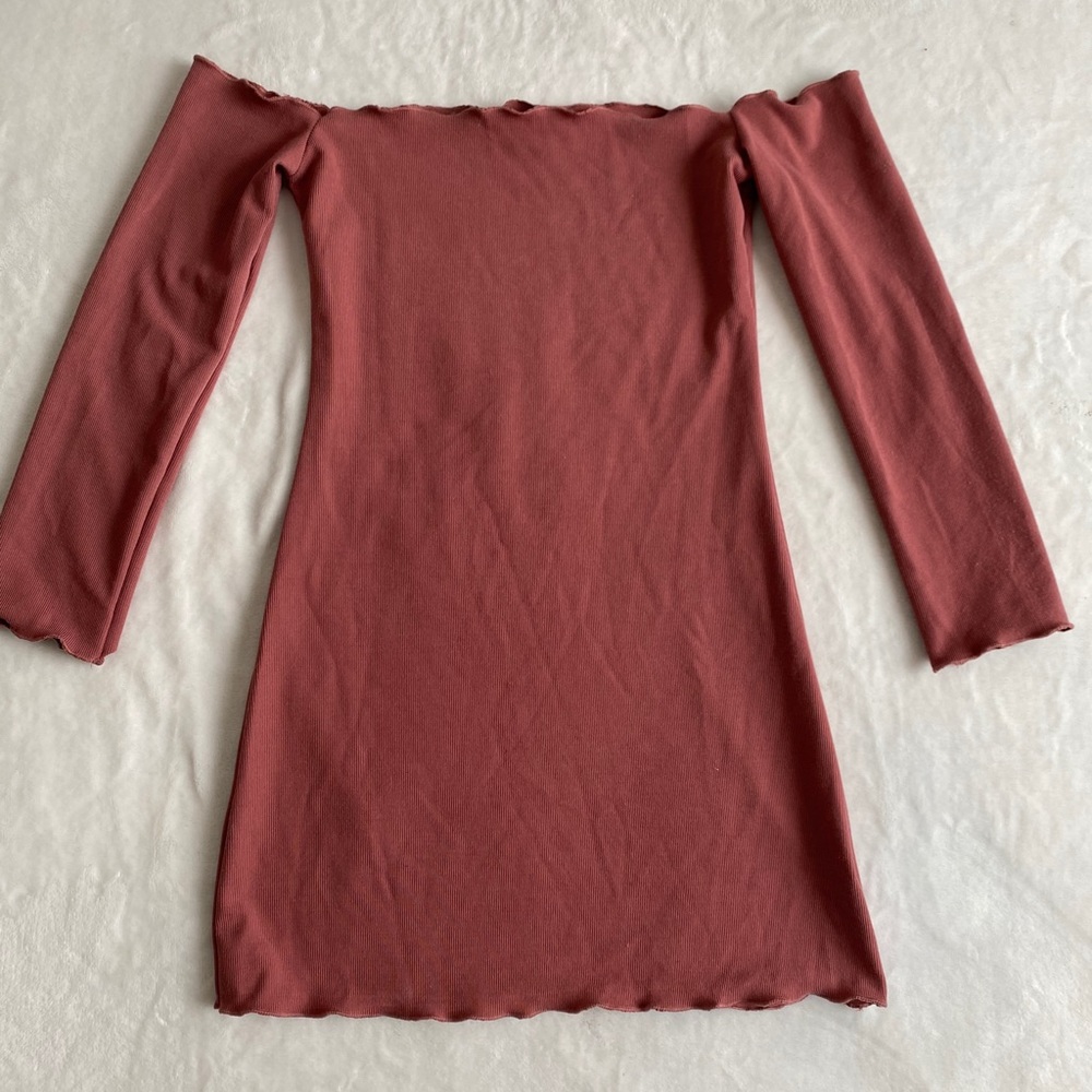 Dusty Rose Off the Shoulder Dress